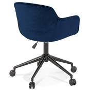 Chaise design de bureau à roulette 'SOFT' en velours bleu avec 5 pieds en métal noir