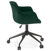 Chaise design de bureau à roulette 'SOFT' en velours vert avec 5 pieds en métal noir