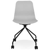 Chaise de bureau à roulettes design 'BLACK HJÜL' grise avec pied en métal noir
