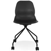 Chaise de bureau à roulettes design 'BLACK RULES' noire avec pied en métal noir