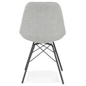 Chaise design 'GORD' en tissu gris clair et 4 pieds avec croisillons en métal noir