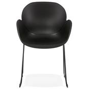 Chaise intérieur/extérieur design à accoudoirs 'ALL TIME' noire avec pieds tréteaux en métal noir