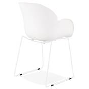 Chaise intérieur/extérieur design à accoudoirs 'ALL TIME' blanche avec pieds tréteaux en métal blanc
