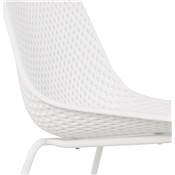Chaise design intérieur / extérieur 'ZACK' assise blanche perforée et 4 pieds en métal blanc