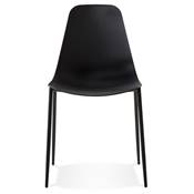 Chaise design intérieur / extérieur 'EASY' assise en resine noire 4 pieds en métal noir