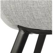 Chaise design lounge à accoudoirs 'NICE' en tissu gris clair avec 4 pieds en métal noir