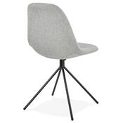 Chaise design style industriel 'PERRY' en tissu gris clair avec 4 pieds en métal noir