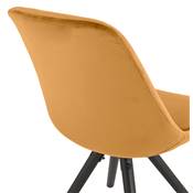 Chaise design style vintage 'BLACK FIRENZA' en velours moutarde avec 4 pieds en bois noir