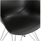 Chaise style industriel design à accoudoirs 'LOTUS' noire avec 4 pieds en métal chromé