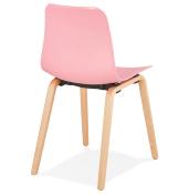 Chaise scandinave design 'Parkwood' rose avec 4 pieds en bois naturel