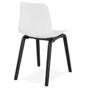 Chaise design 'Parkwood Black Edition' blanche avec 4 pieds en bois noir