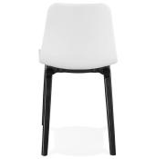 Chaise design 'Parkwood Black Edition' blanche avec 4 pieds en bois noir