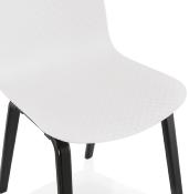 Chaise design 'Parkwood Black Edition' blanche avec 4 pieds en bois noir