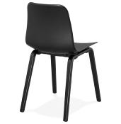 Chaise design 'Parkwood Black Edition' noire avec 4 pieds en bois noir