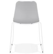 Chaise design empilable 'Style White' grise pieds tréteaux en métal blanc