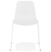 Chaise design empilable 'Style White' blanche pieds tréteaux en métal blanc