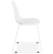 Chaise design empilable 'Teknik White' blanche pieds tréteaux en métal blanc