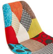 Chaise scandinave design 'Gornstad' en tissu patchwork avec 4 pieds en bois naturel