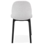 Chaise scandinave design 'Teknik Blackwood' en tissu gris clair avec 4 pieds en bois noir