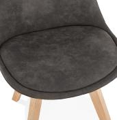 	Chaise design 'Milano' en microfibre grise avec 4 pieds en bois naturel