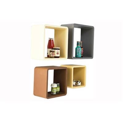 Etagères cubes murales design multicouleurs tons café - Set de 4