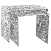 Tables basses d'appoint gigognes design 'Striga mini' en aluminium poli - 50 x 39 cm