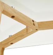 Table / bureau droit scandinave 'Skanör' plateau verre 4 pieds en bois naturel - 120 x 80 cm