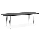Table / table de réunion extensible 'Rym' plateau bois noir 4 pieds métal noir - 170(270) x 100 cm