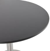 Petite table / table de réunion ronde 'Kara' noire en bois pied central acier brossé - Ø 90 cm