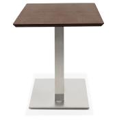 Table de salle à manger 'Tvillin Small' noyer pied central en acier brossé - 150 x 70 cm