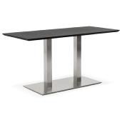 Table salle à manger 'Tvillin Small' noire en bois pied central acier brossé - 150 x 70 cm