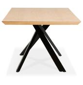 Table de salle à manger design 'Tepee Wood' plateau bois naturel pieds en métal noir - 200 x 100 cm