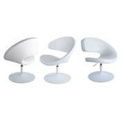 Fauteuil design réglable 'Nordma' pivotant blanc pied central en métal blanc