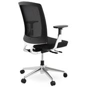 Fauteuil de bureau design à roulettes dossier haut 'FOLLOW' tissu noir et maillé pieds chromés