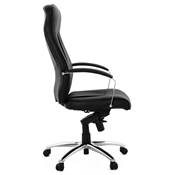 Fauteuil de bureau design à roulettes et dossier haut 'LEADER' noir avec pieds en métal chromé