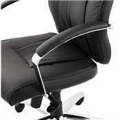 Fauteuil de bureau design à roulettes et dossier haut 'LEADER' noir avec pieds en métal chromé