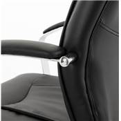 Fauteuil de bureau design à roulettes et dossier haut 'LEADER' noir avec pieds en métal chromé