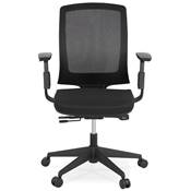Fauteuil de bureau design à roulettes dossier haut 'FOLLOW' tissu noir et maillé pieds métal noir