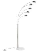 Lampadaire design 5 branches 'Arcka' structure en métal chromé socle en marbre