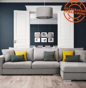 Suspension design cylindrique 'Lyster' en tissu gris réglable en hauteur