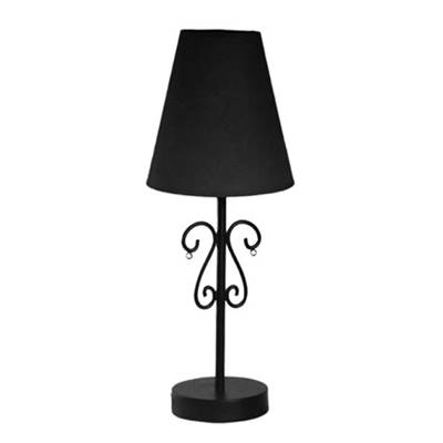 Lampe à poser à pampilles 'ELLA' noire abat-jour tissu socle en métal