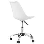 Chaise de bureau à roulettes design 'Tulip' blanche pied en métal chromé