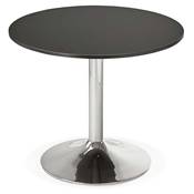 Petite table à diner / salle de réunion ronde 'Druna Mini' bois noir pied central chromé - Ø 90 cm