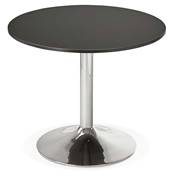 Petite table / table salle de réunion ronde 'Druna Mini' bois noir pied central chromé - Ø 90 cm