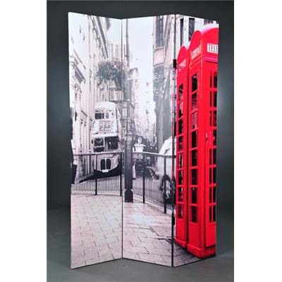 Paravent Londres bus et cabine téléphonique rouge k6 'London City'