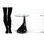 Table basse design d'appoint 'Goutte' en verre noire pied en fibre de verre - Ø 45 cm