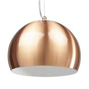 Suspension design ronde 'ARC' en métal cuivré sur l'extérieur et métal blanc a l'intérieur