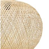 Suspension design sphère 'SMALL BALL' abat jour en bambou structure métal noir réglable - Ø 35 cm