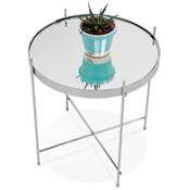 Table d'appoint guéridon pliable 'SMALL ELEMENTO' plateau miroir 4 pieds en métal chromé - Ø 40 cm