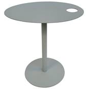 Table d'appoint guéridon design ovale 'DRINK' tablette et pied central en métal gris - 42 x 31 cm